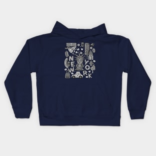 New York City Grey Doodle Kids Hoodie